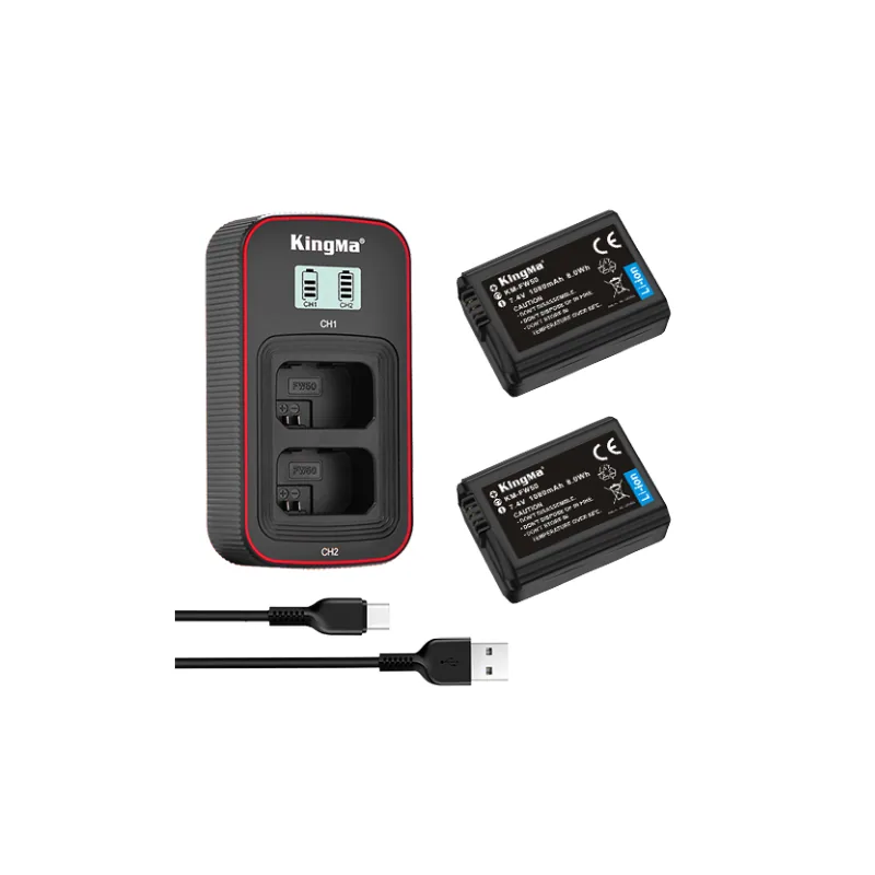 Bộ 2 pin – 1 sạc Kingma FW50 dùng cho Sony ZV-E10 / A6400
