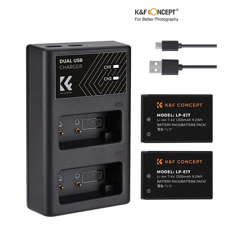 Bộ 2 Pin + Hub sạc K&F CONCEPT LP-E17 (KF28.0014)