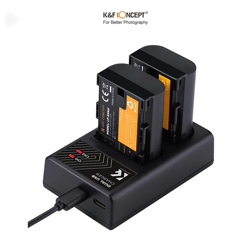 Bộ 2 Pin + Hub sạc K&F CONCEPT LP-E6NH (KF28.0098) 2