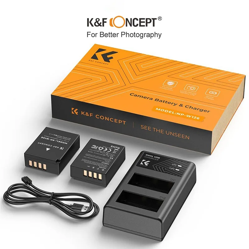 Bộ 2 Pin + Hub sạc K&F CONCEPT NP-W126 (KF28.0030) 2