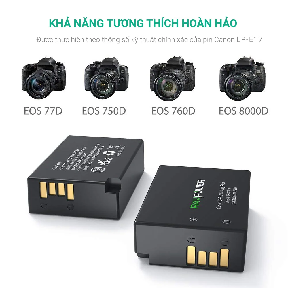 Bộ sạc pin Ravpower RP-BC013 cho Canon LP-E17 4