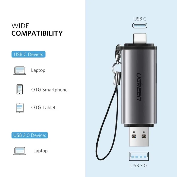 Đầu Đọc Thẻ TF, SD Chân Cắm USB-C & USB Ugreen 50706 4