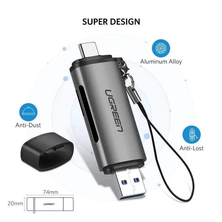 Đầu Đọc Thẻ TF, SD Chân Cắm USB-C & USB Ugreen 50706 6