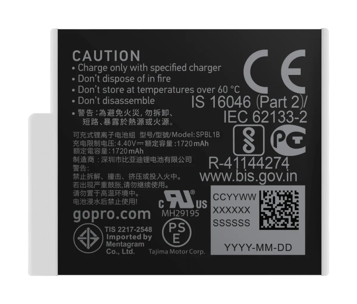 Enduro Rechargeable Battery Gopro 9/10 2