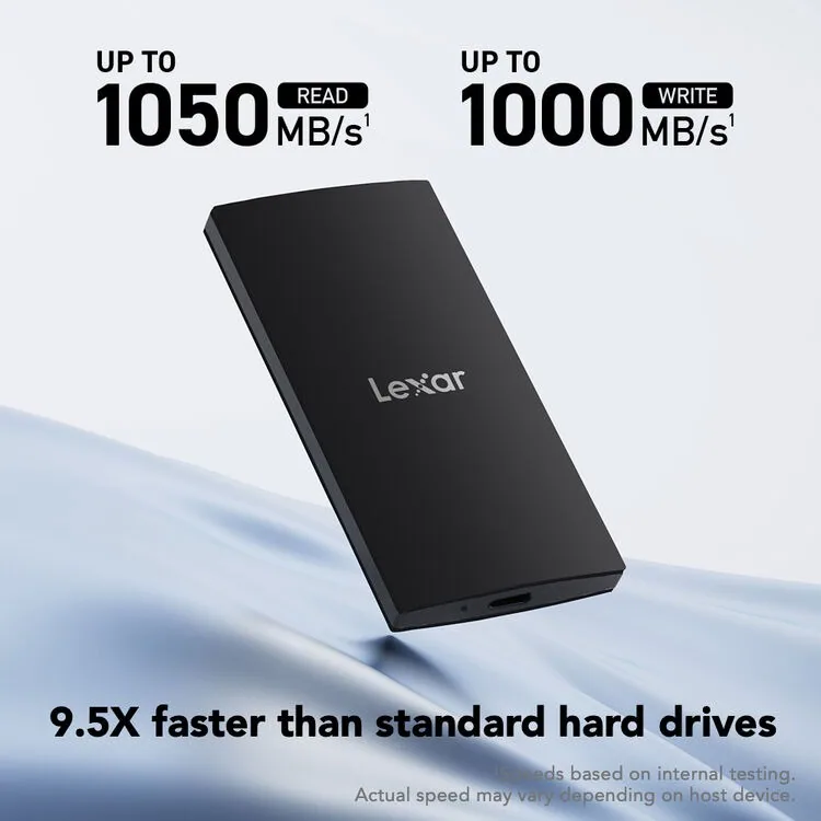 Lexar SL300 Portable SSD，1TB，BLACK, up to 1050MB/s read, up to 1000MB/s write 5