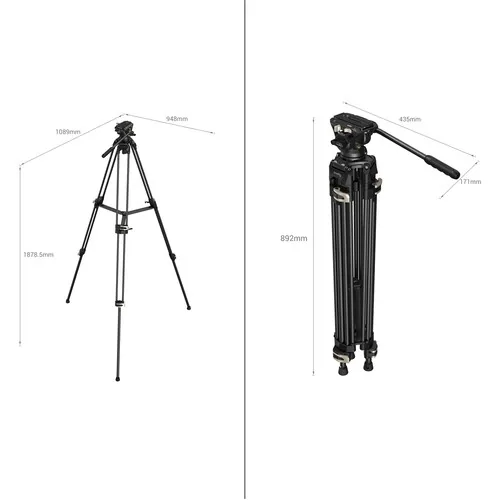 SmallRig AD-01 Heavy-Duty Tripod with Fluid Head – 3751B 3