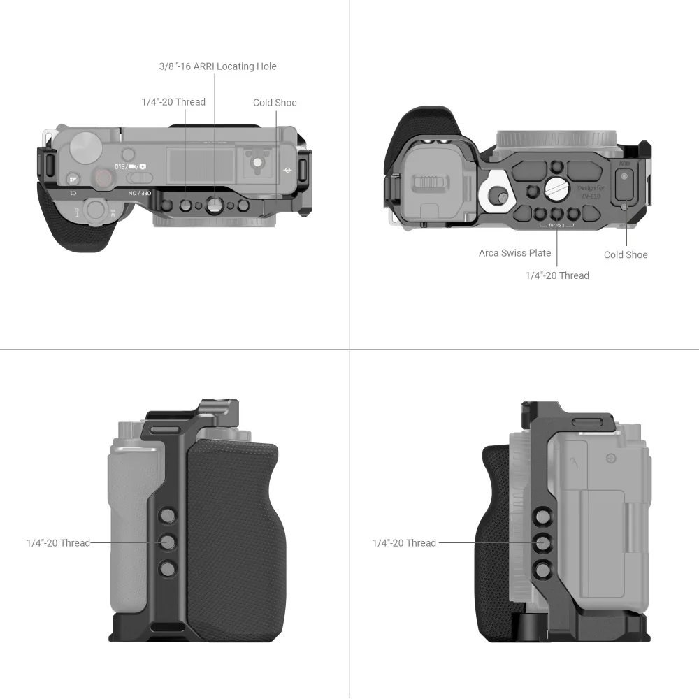 Smallrig Camera Cage with Grip for Sony ZV-E10 – 3538B 3