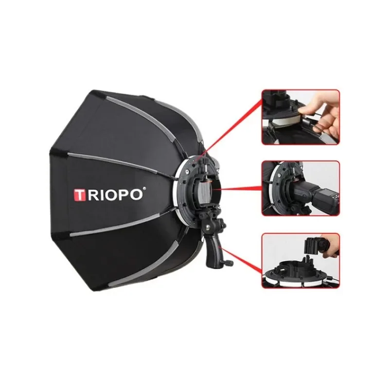 Softbox bát giác Triopo KS2-90 cho đèn flash speedlite (bao gồm lưới tổ ong) 3