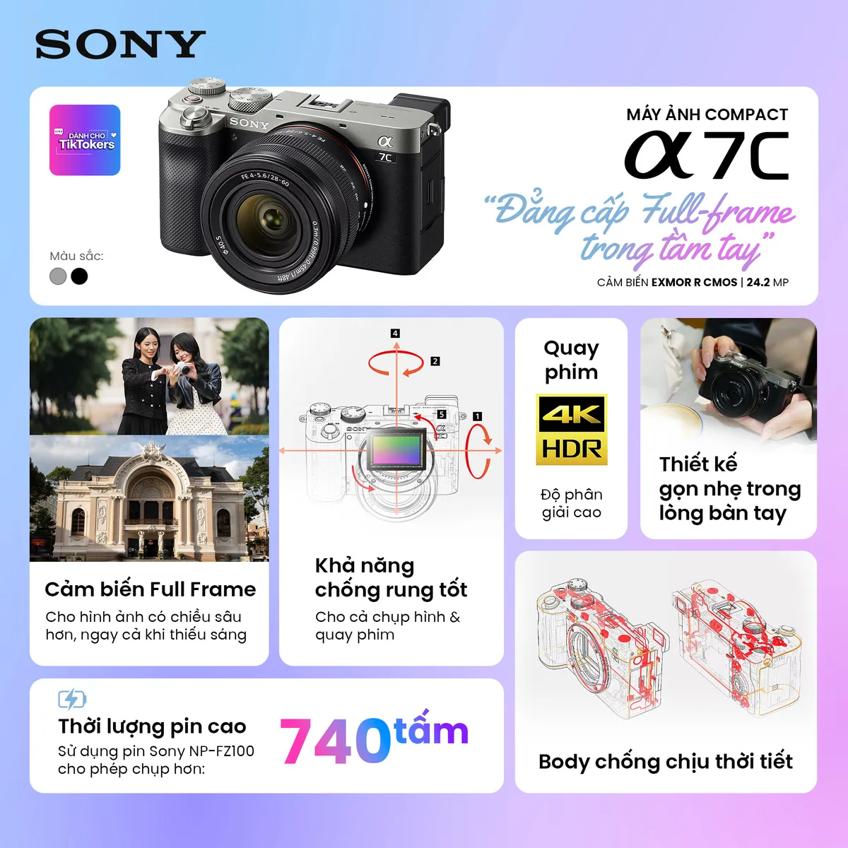 Sony Alpha A7C Body (Black/Silver) (Chính hãng) 2