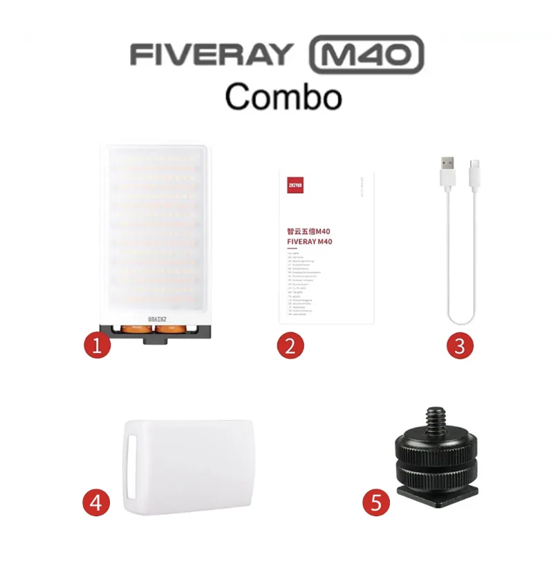 Zhiyun FIVERAY M40 Powerful 40W Pocket LED Light (Combo)