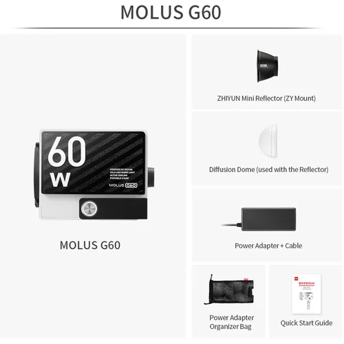 Zhiyun MOLUS G60 Bi-Color Pocket COB Monolight 2