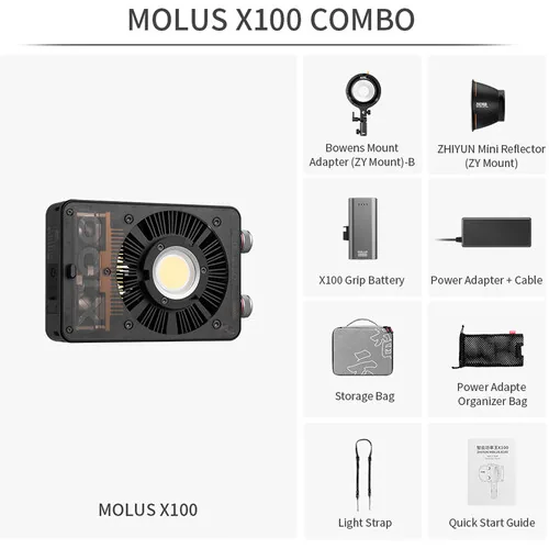 Zhiyun MOLUS X100 Bi-Color Pocket COB Monolight (Combo Kit) 2